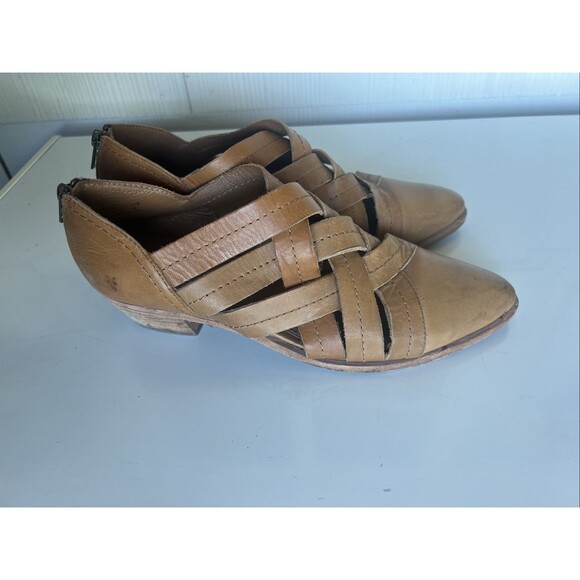 Frye Ray Huarache Tan Nude Woven Bootie Shootie Size 10 Western Boho Artsy - Picture 4 of 10